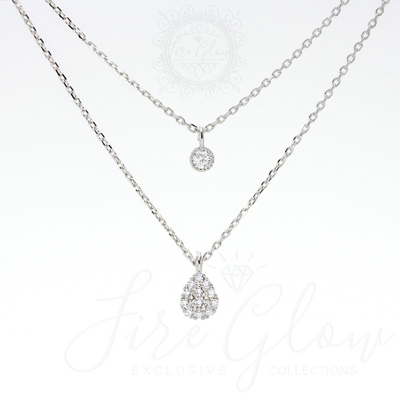 Rhodium Dipped Two Tiered Layered Charm Necklace - Picture 7 of 16